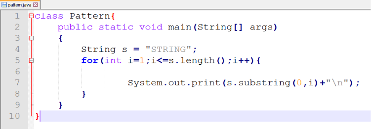 Programs to print the following pattern.